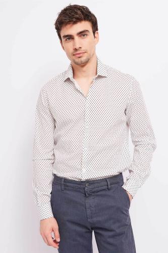 Gaudi ανδρικό πουκάμισο με πουά σχέδιο Slim Fit - 321GU45007 Λευκό XL